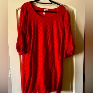 Tacera Red Lace Long Sleeve Formal Summer Dress XL